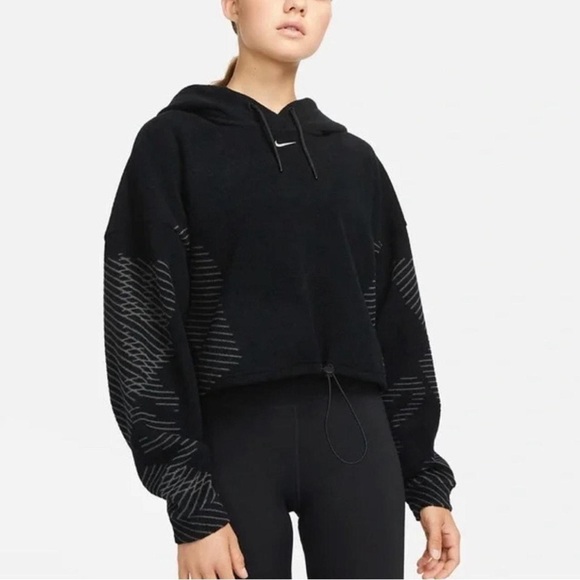 Nike Tops - Nike Women's Black and Gray Patterned Hoodie